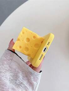 Divertida funda de teléfono antiestress con diseño de ratón y queso compatible con iPhone 15, 14, 13, 12, 11 Pro Max, cubierta protectora suave contra caídas - Amarillo - Ver 4