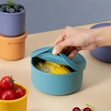 Silicone Bento Box - Round Manual Fresh-Keeping Lunch Container With Lid - Reusable  Bento Box For Microwave And Refrigerator - Hand Washable Easy Storage Meal Prep Box - Multicolor - View 1