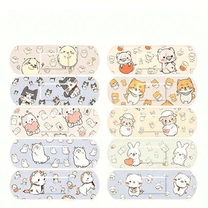 120片趣味卡通创可贴，易粘贴，自粘，防水，透气，多种设计，超值装