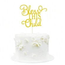 1pc  Christening Cake Decoration Supply Cake Topper For First Holy  Party  Baptisim Cake Topper - Gold - View 7