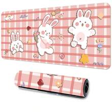 Cute Cartoon Rabbit Mouse Pad, Desk Pad, Large Keyboard Pad, Rubber Anti-Slip Texture, All-Round Edge Locking, Pink Mouse Pad - 60x30x0.2cm - View 3