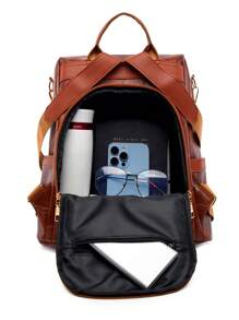 LECEY 简约休闲防盗女士背包 - 棕色 - 查看 4