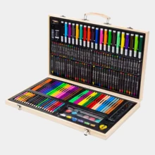 Kit De Dibujo 180 Piezas Set de Arte Lápices de Colores Con Caja de Madera - Beis - Ver 8