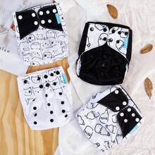 4 Packs Baby Cloth Diaper One Size Adjustable Washable Reusable For Baby Girls And Boys - Multicolor - View 13