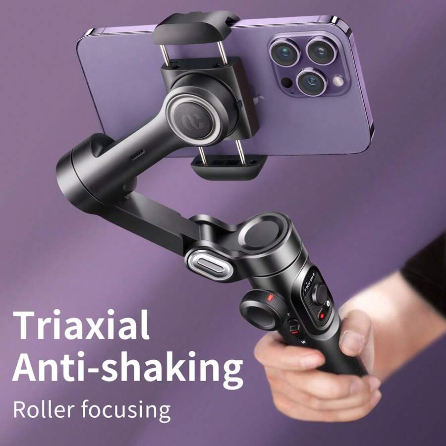3-Axis Gimbal Stabilizer For Smartphone With RGB Fill Light Professional Handheld Gimbal Stabilizer For Phone Sports