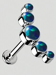 1 pièce Boucle d'oreille de piercing de tragus, cartilage, hélix en acier inoxydable avec cinq zirconias et opale, bijou de piercing de lobe d'oreille et labret avec cristal