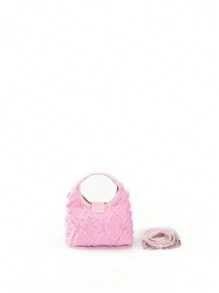 Lightweight,Business Casual Mini Hobo Bag Fashionable Pink Raw Trim Twist Lock For Daily Life For Teen Girls Women College Students,Rookies & White-Collar Workers Perfect For Office,College,Work ,Business,Commute,Outdoors, Travel, Outings Valentines