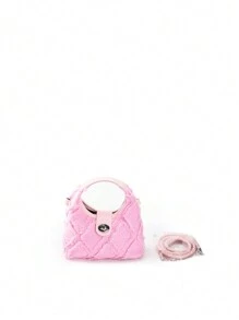 Lightweight,Business Casual Mini Hobo Bag Fashionable Pink Raw Trim Twist Lock For Daily Life For Teen Girls Women College Students,Rookies & White-Collar Workers Perfect For Office,College,Work ,Business,Commute,Outdoors, Travel, Outings Valentines