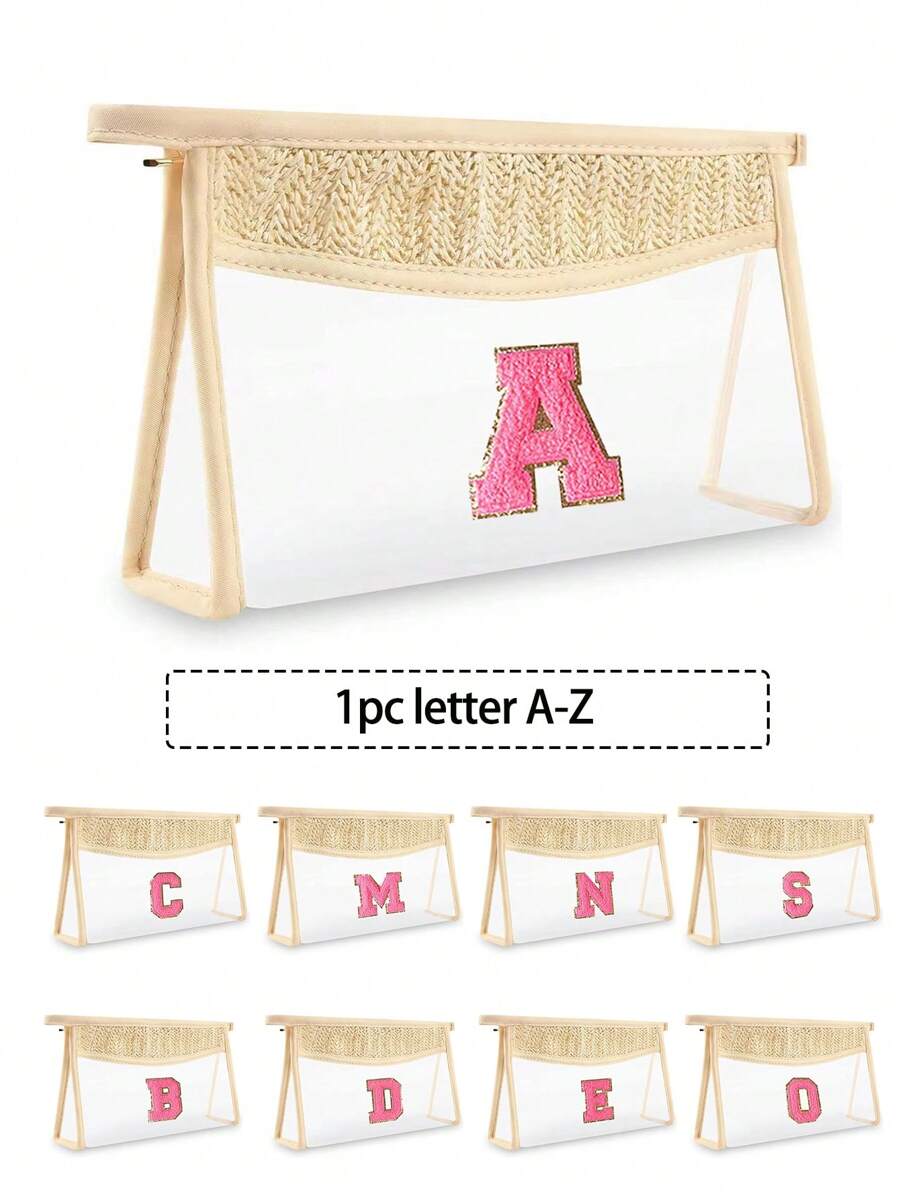 1 bucă geantă de machiaj boho mică cu scrisoare inițială cadou personalizat, drăguță geantă de machiaj cu plasture din chenille transparentă cu fermoar, geantă de toaletă de călătorie aprobată de Tsa, cadou pentru femei, fete, prietenă de ziua de naștere, litera A ~ Z, potrivită pentru baie de vacanță de afaceri cu pluș, pufoasă, cu scrisoare pufoasă, pentru cosmetice, organizator de produse cosmetice, organizator de produse cosmetice. Organizator Machiaj Organizator Machiaj Depozitare Geanta Machiaj Husa Machiaj - Kaki - Vizualizare 1