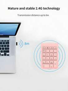 Tastierino numerico senza fili B038, tastierino numerico portatile 22 tasti 2,4 GHz, estensione tastiera numerica per contabilità finanziaria, 10 tasti per computer portatile, PC, desktop, Surface Pro, notebook - rosa/nero/grigio