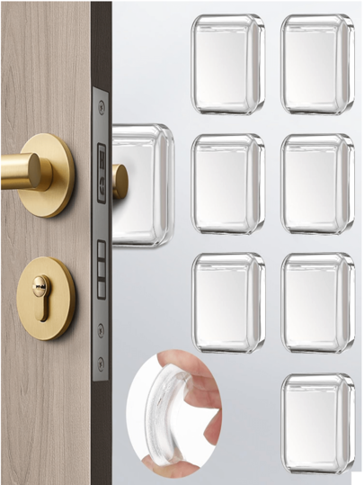 Door Stoppers Wall Protector, 6 PCS Silicone Door Knob Wall Protector With Strong Self-Adhesive Backing, Upgraded Thickened Reusable Door Bumper - Ideal For Wall Protector And Noise Reduction