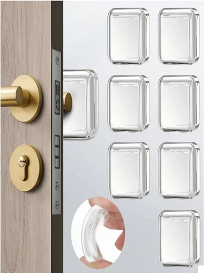 Miếng chặn cửa Bảo vệ tường, Bộ bảo vệ tường tay nắm cửa bằng silicon 6 chiếc với mặt sau tự dính chắc chắn, Cản cửa có thể tái sử dụng dày được nâng cấp - Lý tưởng để bảo vệ tường và giảm tiếng ồn