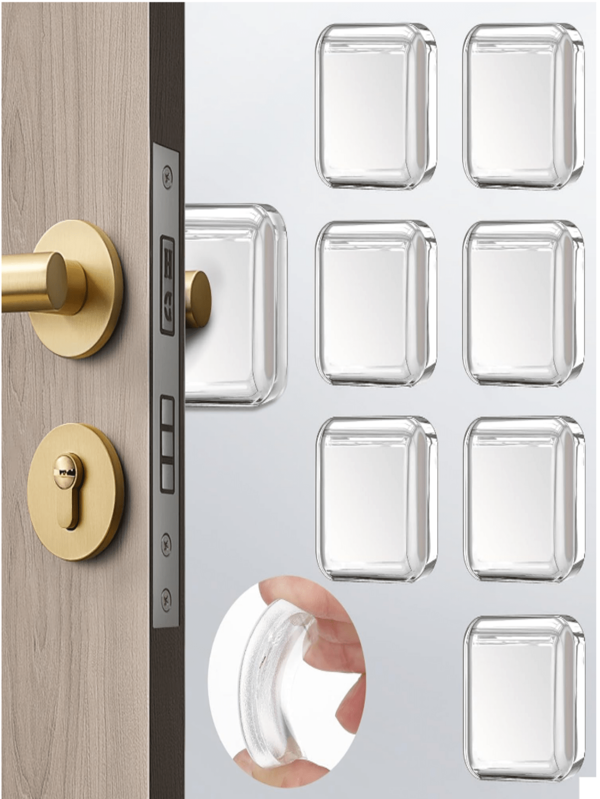 Door Stoppers Wall Protector, 6 PCS Silicone Door Knob Wall Protector With Strong Self-Adhesive Backing, Upgraded Thickened Reusable Door Bumper - Ideal For Wall Protector And Noise Reduction