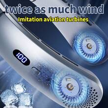 Newly Upgraded Cool Technology Version With 100 Speed Infinite Gear Variable Speed Wind Speed Adjustment USB Neck Hanging Fan, Adjustable Wearing Size, Physical Cooling Plate, Dual Turbo Strong Air Outlet, LED Display Screen, Essential Return To School Supplies For Outdoor Sports, Travel, And Summer! - Xám - Xem 2