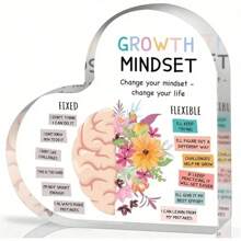1 pieza Decoración de mesa en forma de corazón de acrílico inspiradora, decoración para cambiar tu actitud para la salud psicológica, regalo motivacional para la oficina/aula con frases positivas, placa de escritorio para maestros y estudiantes, regalos de Halloween, regalos de Navidad - Multicolor - Ver 13