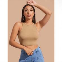 Mesh Simple Casual Tank Top & Shirt CROPPED RIBANA PROMOTION - 黑色 - 查看 7