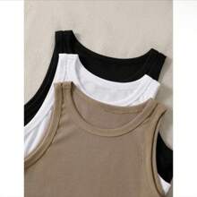 Mesh Simple Casual Tank Top & Shirt CROPPED RIBANA PROMOTION - 黑色 - 查看 8