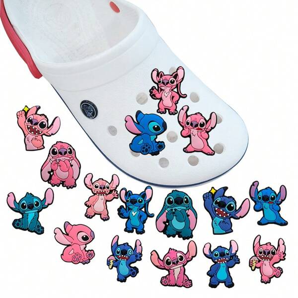 Disney 16pcs Stitch Pattern Shoe Charms Set For Clogs  Bubble Slides Sandals, PVC Shoe Decorations Beach Bag Accessories Gift Idea For Birthday Christmas  Party Favors, Cute Shoes Accessories For Spring Summer Beach Or Daily Wear Women Men Shoes