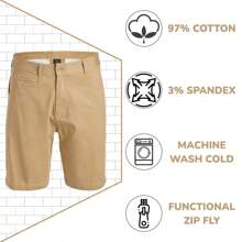Men's Cotton Flex Stetch Chino Shorts - 卡其色 - 查看 3
