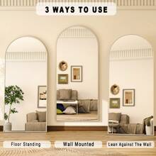 Arched Full Length Mirror 71"X26" For Bedroom, Full Body Mirror With Stand, Hanging Or Leaning For Wall, Aluminum Alloy Thin Frame Floor Standing For Living Room, Tall Home Decor Back To School Room Decor School Supplies - 銀色 - 查看 4