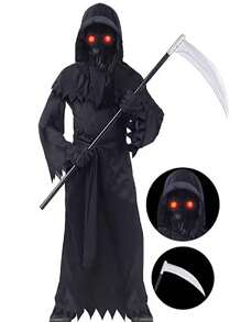 5pcs/Set Halloween Horror Death Reaper Cosplay Costume Scythe Dark Angel Ghost Props Halloween Decoration - Multicolor - View 3