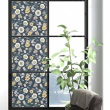 1 rolo de filme de janela de vidro colorido, adesivo estático, padrão floral multicolorido, decoração de decalques de janela de vidro não adesivo, fácil de instalar e remover filme de janela de vidro, para escritório em casa, sala de estar, banheiro, cozinha, porta e janela, decoração de casa, 15,75 * 78,74 pol.