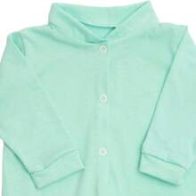 Long Sleeve 100% Cotton Plain Green Jumpsuit For Baby - 綠色 - 查看 3