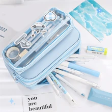 大号铅笔盒大容量收纳盒收纳袋桌面收纳袋记号笔袋笔袋适合中学办公室大学成人女孩和男孩返校，铅笔袋，书包