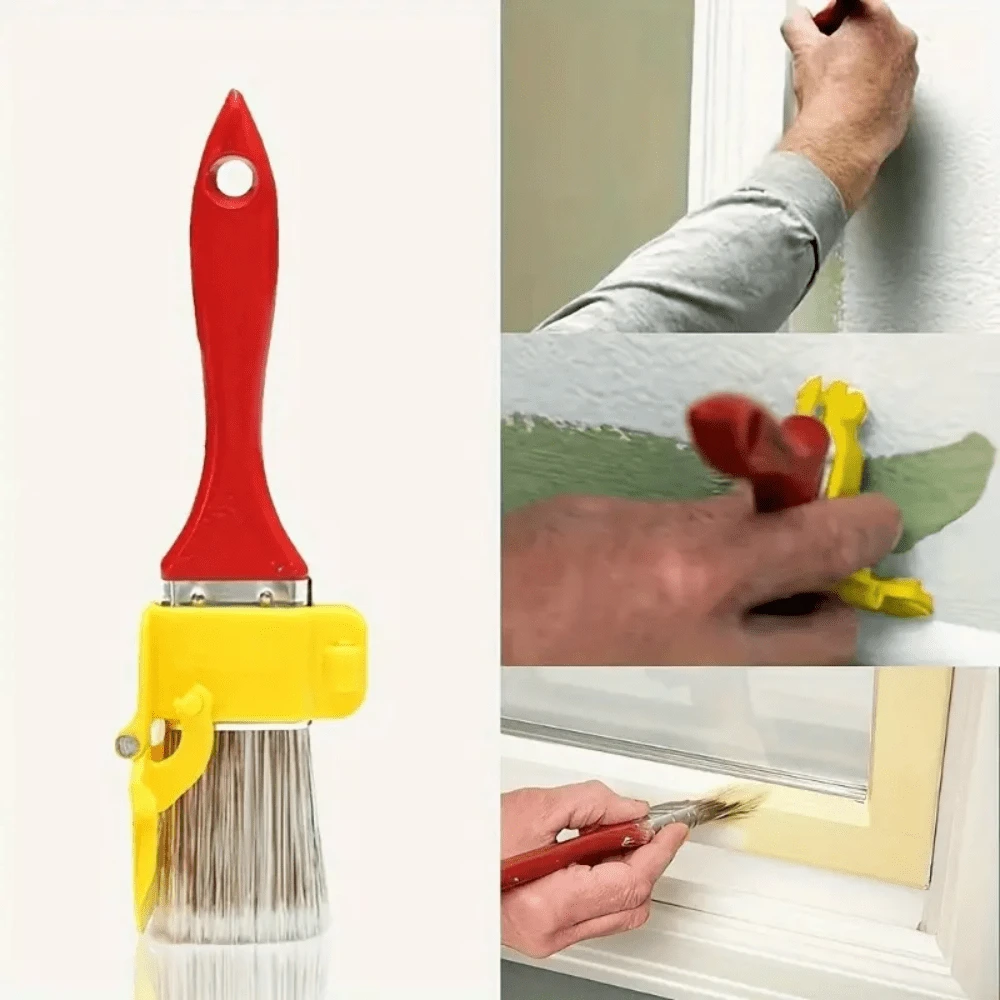 1 Set de 2 en 1 Pincel para pintar bordes con guía de separación de colores, mango de plástico duradero, herramienta de pintura de uso múltiple DIY para enmarcar, pared, ventana y borde de techo, ligero, herramientas separadoras de pintura de látex precisas - Unitalla - Ver 1