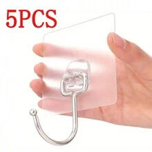 100pcs Super Sticky Transparent Wall Hooks, Removable No Drill Hooks For Kitchen, Bathroom, Bedroom, Living Room, Multi-Function Hooks, Suitable For Party, Christmas, Valentine's Day Decor, Minimalist, Wedding Decor, Boho, Bathroom & Kitchen Accessories, Home Decoration