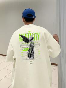 Men's Oversize T-Shirt Mentality Streetwear T-Shirt Premium Oversized Shirt 100% Cotton - بيج - مشاهدة 1