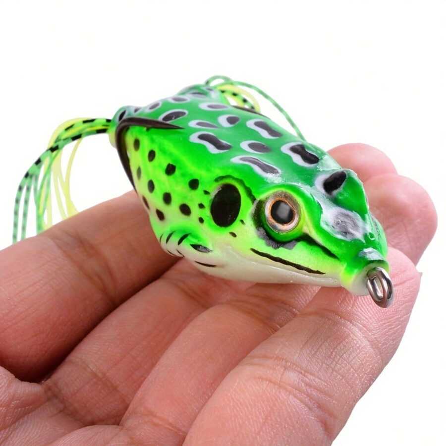 A Set Of 6 Surface Floating Frog Fishing Baits, Realistic Soft Bait, Equipped With Sharp Hooks