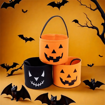 Jia Ye 1pc Halloween Felt Storage Basket Tote Bag, Cartoon Pattern, Suitable For Candy;Birthday Present,Kraft Paper Bags,First Birthday,Christmas,Christmas Gifts,Christmas Gift Bags,Christmas Box Large,Pink Christmas Wrapping Paper,Gift Box Small