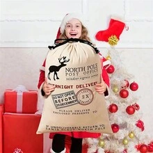 1pc Large Canvas Santa Sack - Spacious, Drawstring Gift Bag For Christmas Presents - Perfect For Holiday Celebrations For Fall Home Decor For Travel Storage Bag, Makeup Bag, Cosmetic Bag, Vacation Organizer, Large Capacity Makeup Organizer Makeup Case, For Lipstick, Brush, Skincare, Mobile Phone, Coin, Small Items, For Home, Gift, Vacation And Festival Halloween Christmas Multifunctional Use - Multicolor - View 19