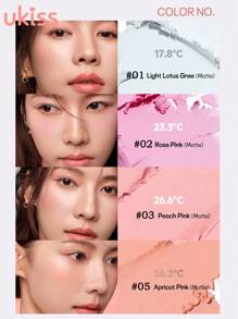ukiss 纯色霜状腮红，哑光闪光腮红霜，质地柔软细腻，不粘腻，裸妆，持久妆容，一体式彩妆盘，面部美容化妆品 - 05# Apricot Pink - 查看 9
