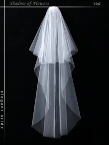 Velo nupcial blanco elegante de múltiples capas, de longitud a la cintura, adecuado para bodas (los pendientes usados por el modelo no están incluidos), verano, playa - Blanco - Ver 5