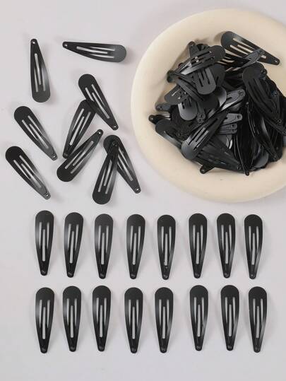 100pcs/60pcs/40pcs/10pcs Black 1.96 Inch Hair Clips, Girls Elastic Hair Clips Accessories Suitable For Daily Life, Hair, Braiding, Bangs, Christmas, Makeup, Bathing