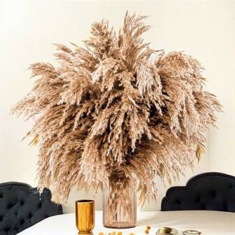 28 件棕色干蒲苇花束蓬松兔尾草婚礼装饰干花家居装饰大蓬松草，情人节，礼物生日毕业，秋季装饰，秋季，假植物