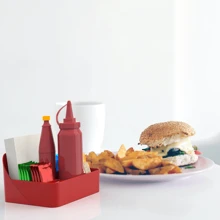 Kit 4 Napkin Holder Sachet Cruet Table Counter Countertop Organizer Multipurpose Holder With Dividers - 紅色 - 查看 8