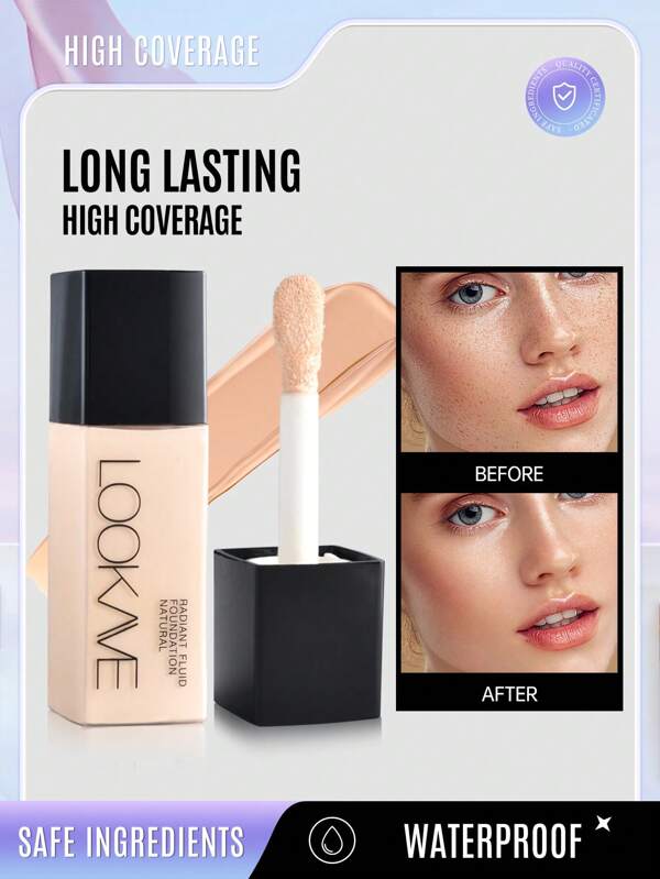 Matte Liquid Foundation,Hide Poreless Up To 24Hours Color Wear & Comfort Transfer-Resistant Radiant Fluid Foundation 21g