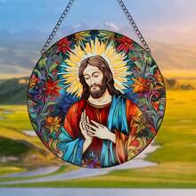 1 tấm biển treo tường hình Chúa Jesus (15cm*15cm), trang trí cửa sổ bằng Acrylic nhuộm, trang trí treo, trang trí nhà, trang trí vườn, trang trí phòng nghệ thuật, trang trí ngày lễ, quà tặng sinh nhật, trang trí tường phòng ngủ, trang trí tường nhà - Nhiều màu - Xem 4