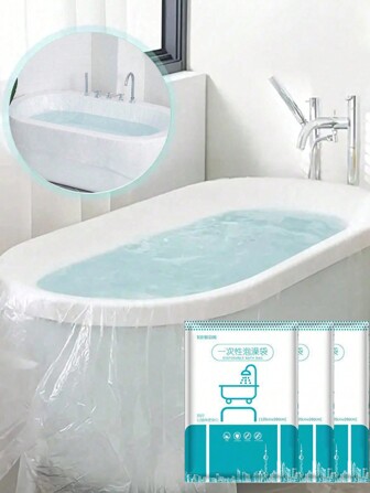 一次性浴缸盖衬垫，便携式加厚超大尺寸浴缸衬垫塑料袋，带独立包装，一次性浴袋，浴缸盖，适用于酒店浴缸衬垫，适用于沙龙、SPA、家庭和旅行酒店浴缸，淋浴塑料薄膜浴缸，旅行配件旅行必需品旅行必备品海滩度假暑假学校配件返校用品学校用品袋
