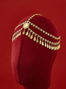 1 件中东风格别致夸张金铜复古时尚头饰，适合外出、聚会、日常佩戴、圣诞节、送给女性、女朋友、父母的礼物