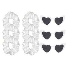 Satin Bridesmaid Scrunchies Bachelorette Hair Ties Set Of 6 Glasses Bridal Shower No Damage Hairties Ideas Gift For Wedding Party Favors Bridesmaid Proposal Gifts