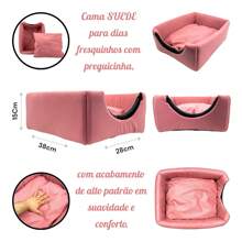 Bed Toca Iglu 3 In 1 Suede Dog Cat Cold Warm Pet Bed - Pink - View 3