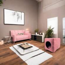 Bed Toca Iglu 3 In 1 Suede Dog Cat Cold Warm Pet Bed - Pink - View 5