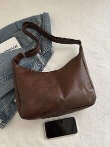 Túi Tote Đeo Vai Đơn Giản Phong Cách Retro Thời Trang Mới 2024 Cho Nữ - màu đen - Xem 9