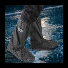 1 Pair Of Motorcycle Galoshes/Boots/Rain Shoes [Waterproof; Rubber; 4 Sizes; ] - Black - View 2