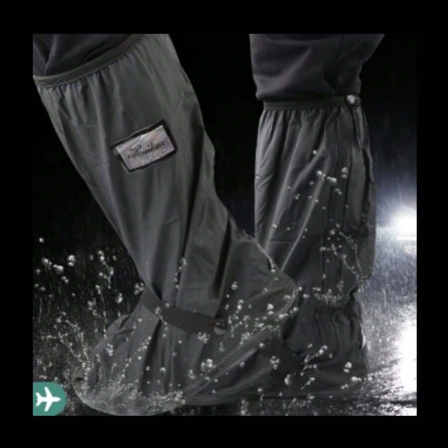 1 Pair Of Motorcycle Galoshes/Boots/Rain Shoes [Waterproof; Rubber; 4 Sizes; ] - Black - View 1