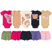 Kit 8 Peças Body Bebê Manga Curta Roupas de Bebê 100% Algodão